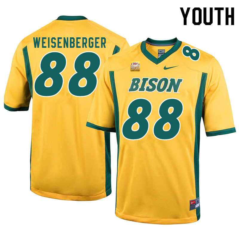 Youth #88 Dawson Weisenberger North Dakota State Bison College Football Jerseys Sale-Yellow - Click Image to Close